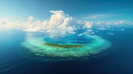 Aerial view of coral atoll oceanic diversity - obrazy, fototapety, plakaty