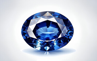 glitzernder funkelnder Kristall saphir blau, heller Brillant, klare Kanten, ohne Schatten, auf rein weißem Hintergrund als Vorlage für Schönheit Eleganz, Mode, luxuriös Juwelier Juwelen 