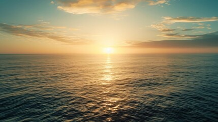 Naklejka na ściany i meble Sunrise above horizon, ocean view