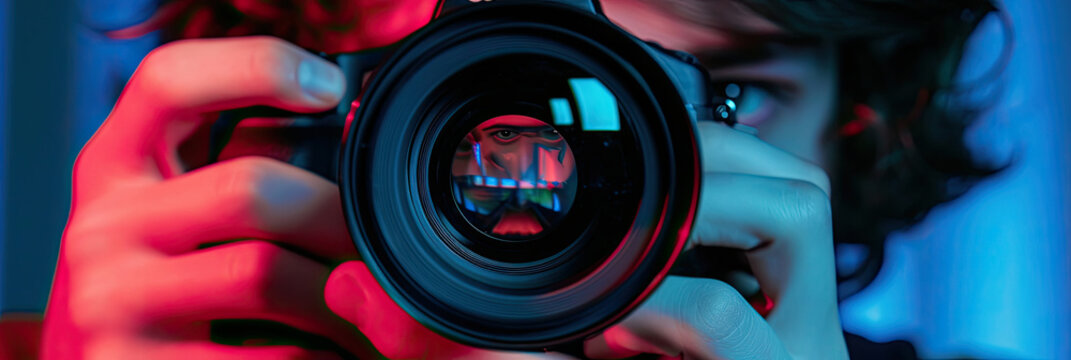 Man Taking Picture of Himself With Camera
