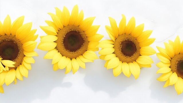 Beautiful Sunflowers on white surface