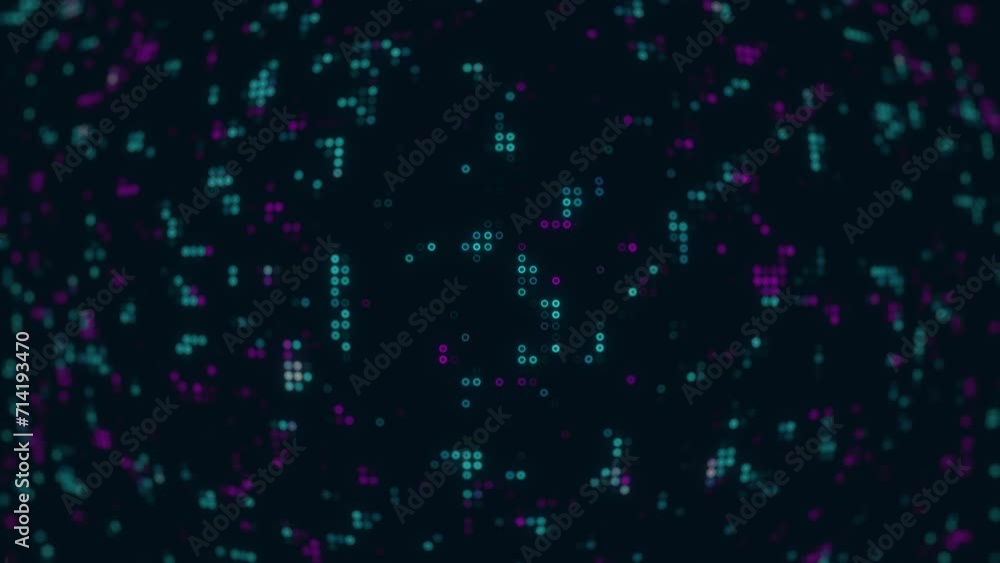 Poster abstract color digital background with glowing random dots and grid or neon lights. futuristic cyber