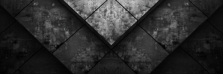 Monochrome Geometry: Black and Grey Charcoal Abstract Banner with Geometric Shapes and Shading Gradient, Crafting a Modern Background Wallpaper