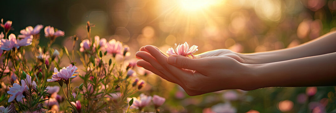 Person Holding Flower in Hands, A Gentle Gesture of Natures Beauty