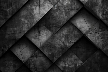 Contemporary Monotone Fusion: Black and Grey Charcoal Abstract Banner, Highlighting Geometric Shapes with a Smooth Shading Gradient Background Wallpaper - obrazy, fototapety, plakaty