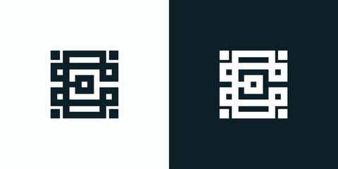 Vector logo design for the initials C and E with abstract box lines.