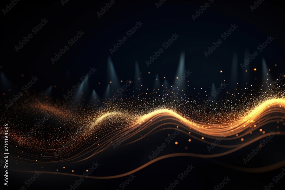 Poster abstract digital wave background with particles.