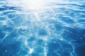 Obraz premium Blurred blue water with bubbles: abstract nature background.