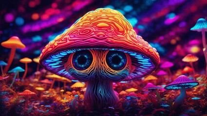 Fantasy mushroom in the forest. 3d illustration. Fantasy.