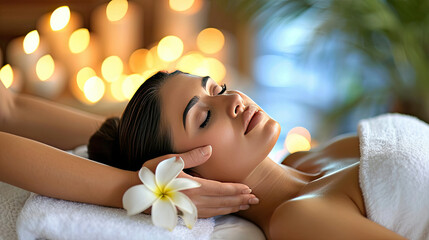 Obraz na płótnie Canvas Woman Receiving a Restorative Back Massage at a Relaxing Spa Retreat