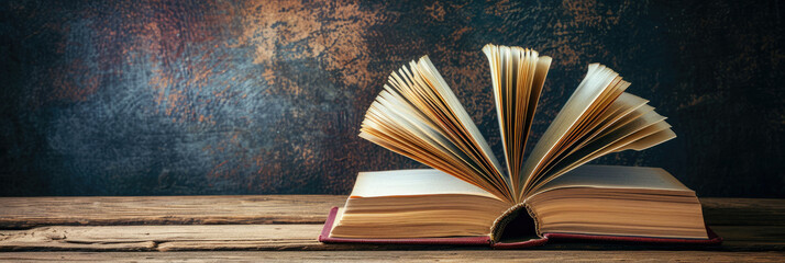 Open Book on Wooden Table - Education, Learning, Studying, Knowledge, Literature