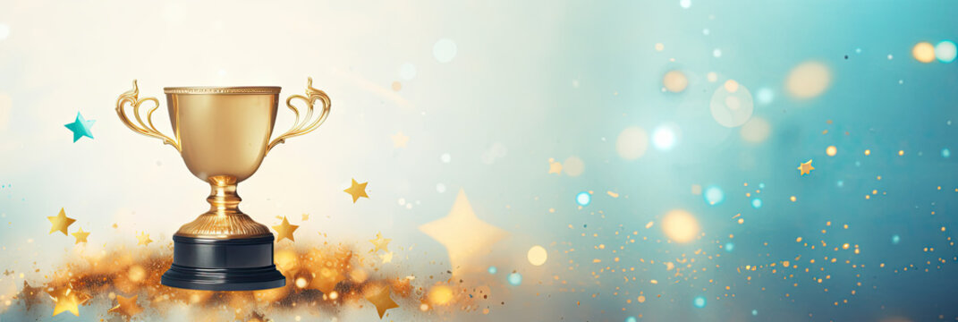 Golden Trophy With Stars, Symbol of Achievement and Success