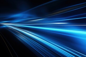 Fototapeta na wymiar Fastmoving blue light and stripes in digital image.
