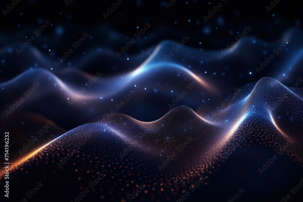 Poster abstract digital wave background with particles.