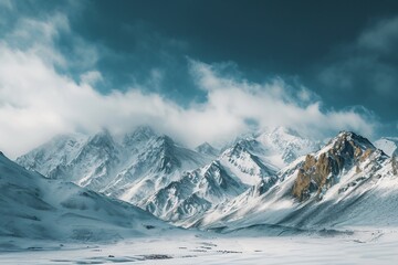 natural landscape with snowy mountains