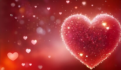 Dreamy Diamond Love, Closeup of Soft Focus Red Diamond Heart , a Beautiful Shiny Landscape - Perfect for Valentine's Day,  Detailed High Resolution Images