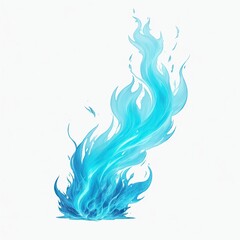 Obraz premium Cyan flame magic fire on white background