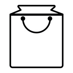 Shopping bag outline flat icon. Isolated element.