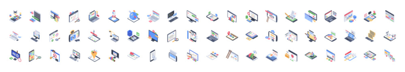 Website Search Optimization icons vector illustration