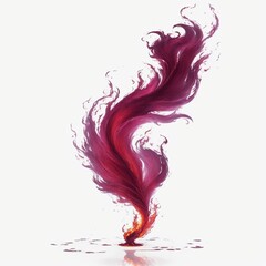 Fototapeta premium Maroon flame magic fire on white background