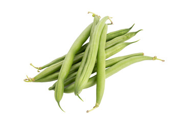 Fototapeta premium Green beans isolated on a white background. Healthy vegetables.