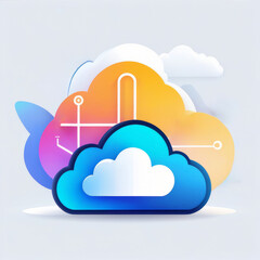 Cloud computing concept. Illustration. Global colors.