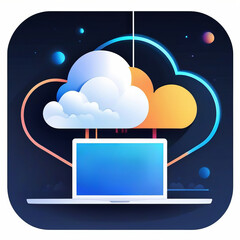 Cloud computing concept. Laptop and cloud icon. Vector illustration.