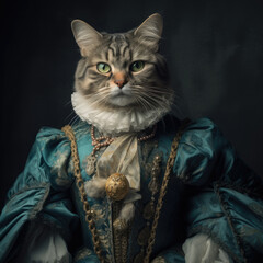 Nice looking cat dressed in vintage clothes