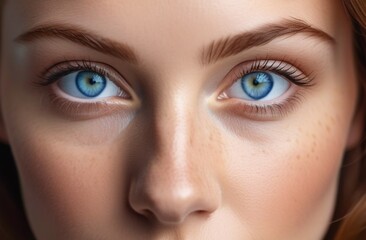Beautiful woman with blue eyes, clouse up portrait