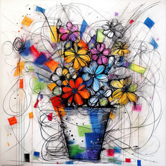 a painting an artistic structure colorful flower