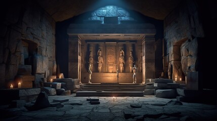 Catholic altar inside ancient monument illuminated generative ai - obrazy, fototapety, plakaty