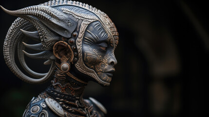 Obraz premium Non-terrestrial entity design, alien image with UFO concept on black background. Generative ai