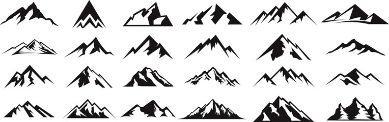 Mountains set. Set of rocky mountains silhouette. - obrazy, fototapety, plakaty