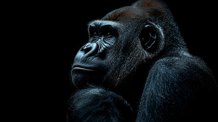Gorilla On Isolated Black Background, World Animals Day, International Wildlife Day, Jungle Day, National Animals, Jungle life, Generative Ai