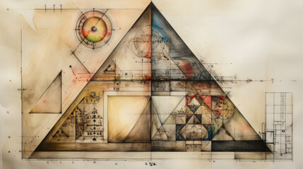 Fototapeta premium Old background from geometric shapes and triangles