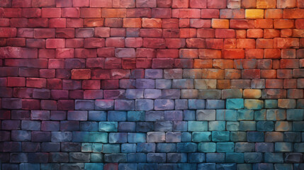 Old brick wall background, ablaze colors grunge texture or pattern for design. Generative ai