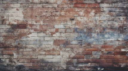 Old brick wall background, bleak colors grunge texture or pattern for design. Generative ai