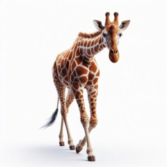 Giraffe, Giraffidae, Jirafa, Cute curiosity giraffe. Isolated on White background. 