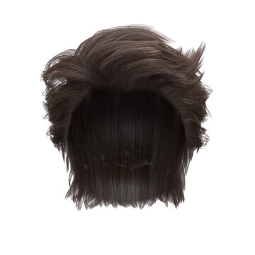 3d render male short dark styling brunette hair isolated