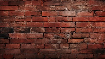Old brick wall background, dark red grunge texture or pattern for design. Generative ai