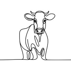 vector linear image of a cow on a white background