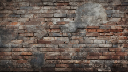 Old brick wall background, desaturated color grunge texture or pattern for design. Generative ai