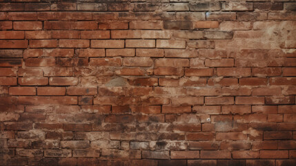 Old brick wall background, discolored grunge texture or pattern for design. Generative ai