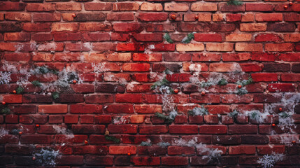 Old brick wall background, festive colors grunge texture or pattern for design. Generative ai