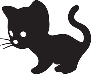 black cat cartoon illustration vector silhouette