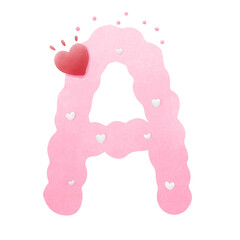 English letters png pink with heart