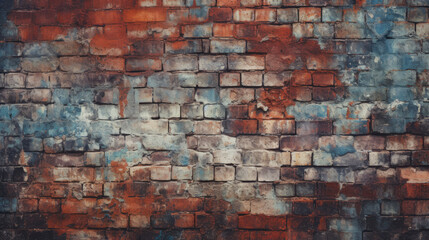 Old brick wall background, vintage colors grunge texture or pattern for design. Generative ai