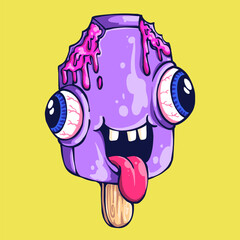 Illustration of ice cream in a  melting style