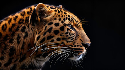 Leopard On Isolated Black Background, World Animals Day, International Wildlife Day, Jungle Day, National Animals, Jungle life, Generative Ai