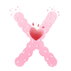 English letters png pink with heart